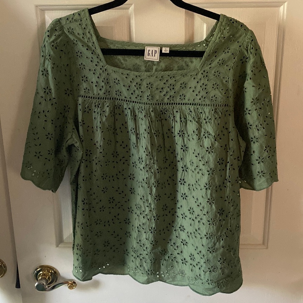 Green Gap Eyelet Blouse
